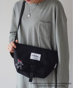 Keith Haring ウエストポーチ 「 / キースヘリング 」 アートプリント ＆ アートロゴ メッセンジャーバッグ メンズ レディース