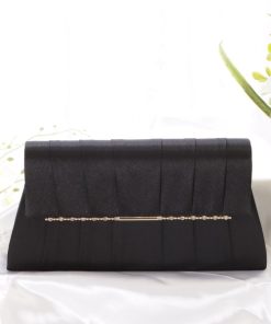 Lace Ladies クラッチバッグ パーティーバッグ メタリック×ビジュープリーツコンパクトクラッチ レディース