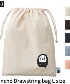 文鳥 巾着 フェアトレード コットン Lサイズ コスプレ文鳥 カオナシ バッグ 小物入れ 通勤 通学 ポーチ かわいい プレゼント 男の子 女の子