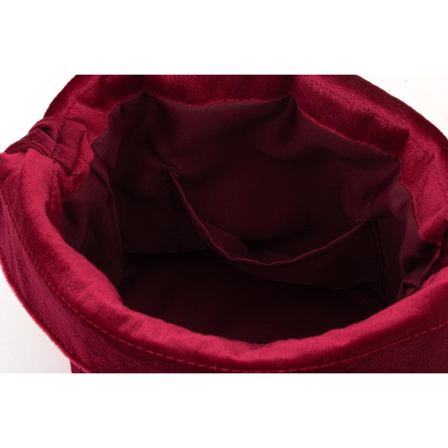 SOUBIEN 卒業式 バッグ 袴 成人式 振袖 巾着バッグ ベロア 刺繍 レトロモダン シンプル カジュアル レッド 赤 バラ 薔薇 和装小物 レディース - 画像 (2)